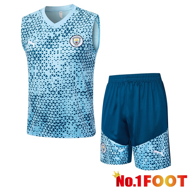 Manchester City Soccer Vest + Shorts Blue 2023/2024