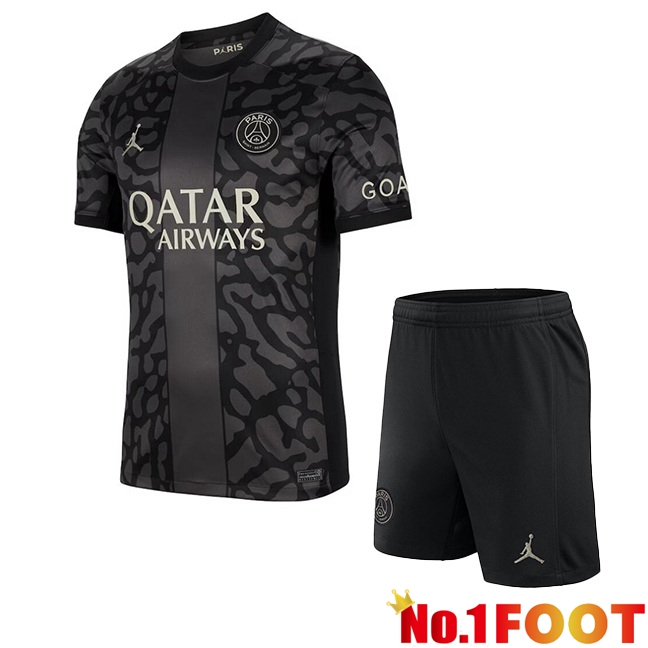 Paris PSG Kids Soccer Jersey Third Black 2023/2024