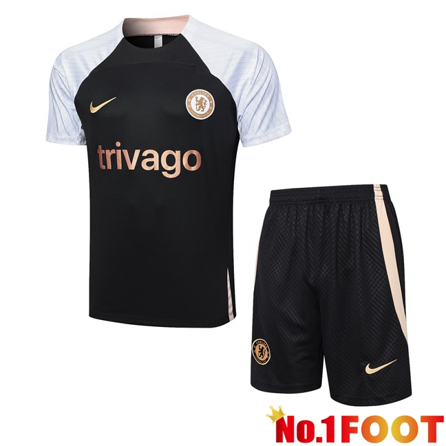 FC Chelsea Training T Shirt + Shorts Black 2023/2024