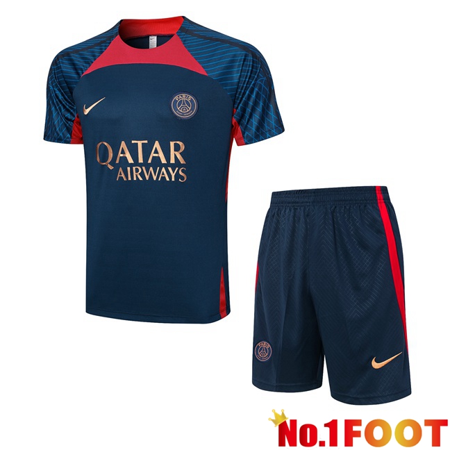 Paris PSG Training T Shirt + Shorts Royal Blue 2023/2024