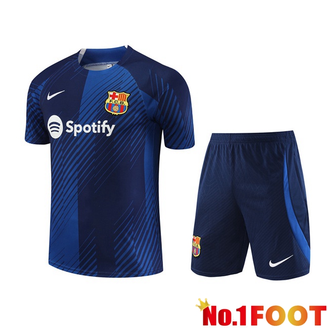 FC Barcelona Training T Shirt + Shorts Blue 2023/2024