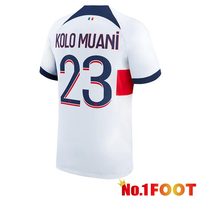 Paris PSG (Kolo Muani 23) Soccer Jersey Away White 2023/2024