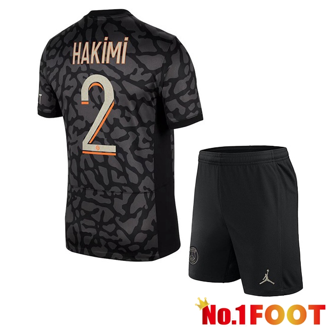 Paris PSG (Hakimi 2) Kids Soccer Jersey Third Black 2023/2024