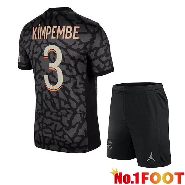 Paris PSG (Kimpembe 3) Kids Soccer Jersey Third Black 2023/2024