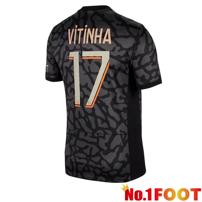 Paris PSG (Vitinha 17) Soccer Jersey Third Black 2023/2024