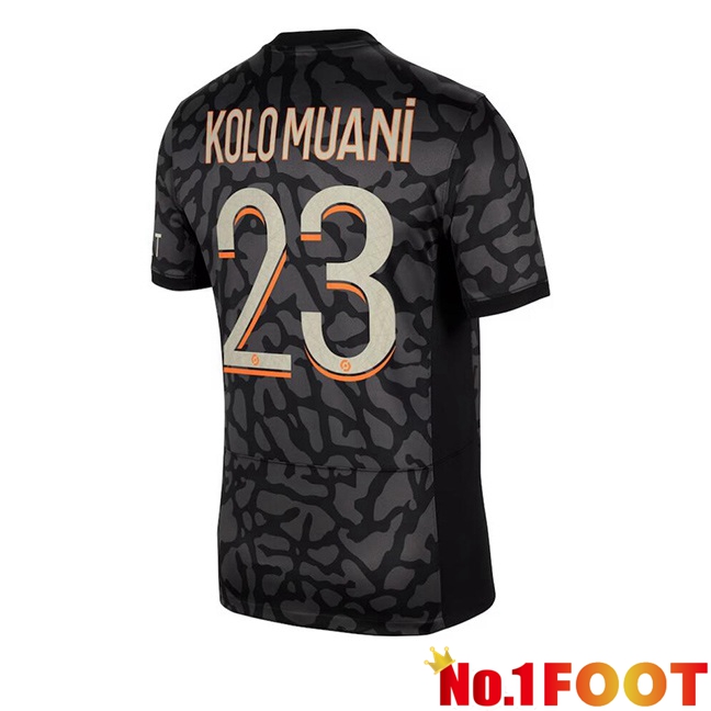 Paris PSG (Kolo Muani 23) Soccer Jersey Third Black 2023/2024