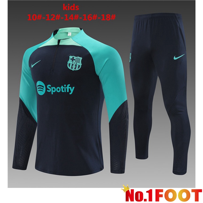 FC Barcelona Kids Training Tracksuit Suit Royal Blue Green 2023/2024