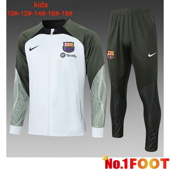 FC Barcelona Kids Training Tracksuit Suit White Green 2023/2024