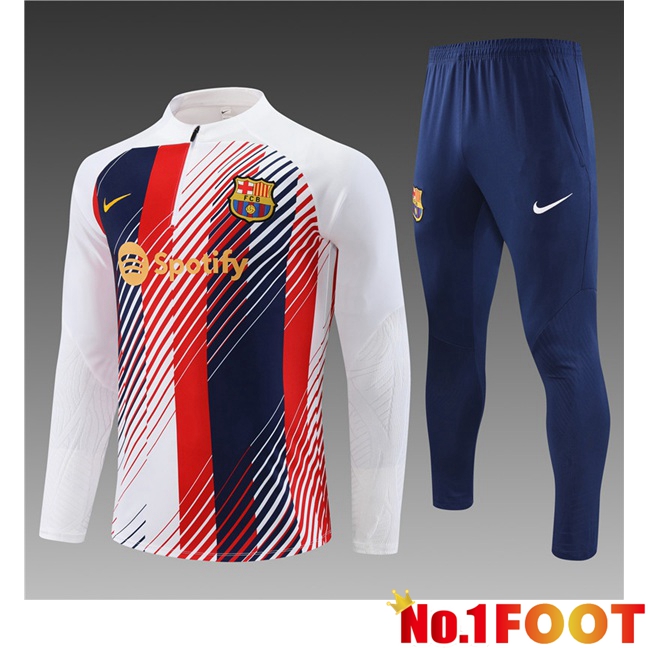 FC Barcelona Kids Training Tracksuit Suit White Red Blue 2023/2024