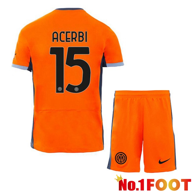 Inter Milan (ACERBI 15) Kids Soccer Jersey Third Orange 2023/2024