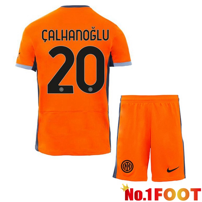 Inter Milan (ÇALHANOĞLU 20) Kids Soccer Jersey Third Orange 2023/2024