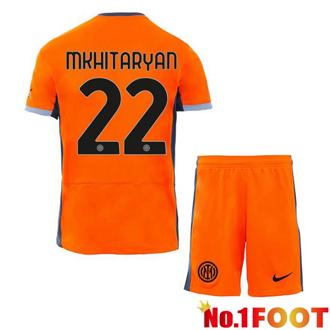 Inter Milan (MKHITARYAN 22) Kids Soccer Jersey Third Orange 2023/2024