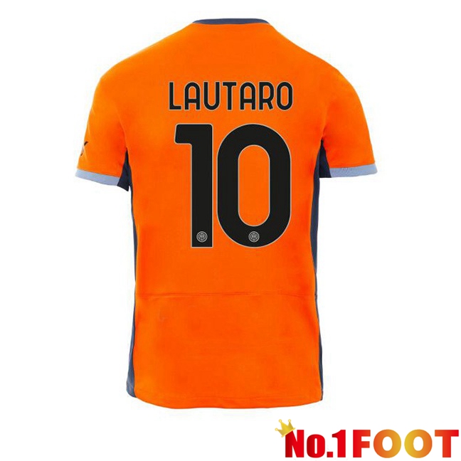 Inter Milan (LAUTARO 10) Soccer Jersey Third Orange 2023/2024