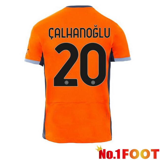 Inter Milan (ÇALHANOĞLU 20) Soccer Jersey Third Orange 2023/2024