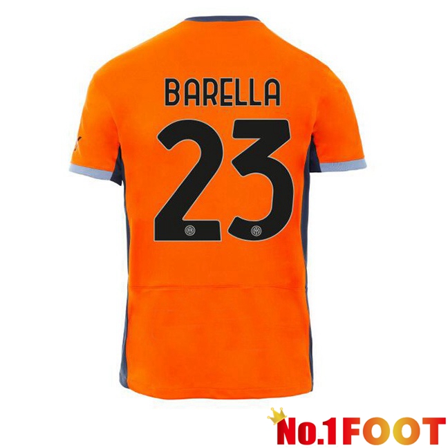 Inter Milan (BARELLA 23) Soccer Jersey Third Orange 2023/2024