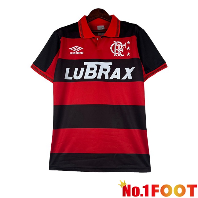 Flamengo Retro Soccer Jersey Home Red Black 1990