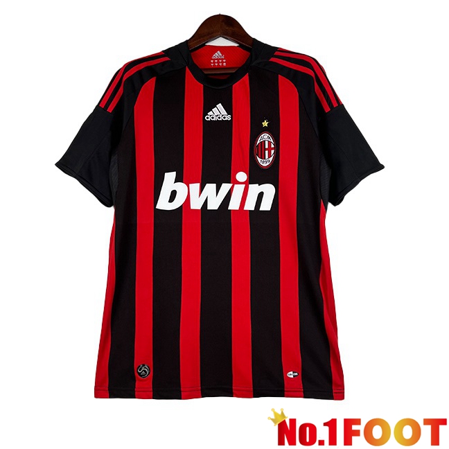 AC Milan Retro Soccer Jersey Home Red Black 2008-2009