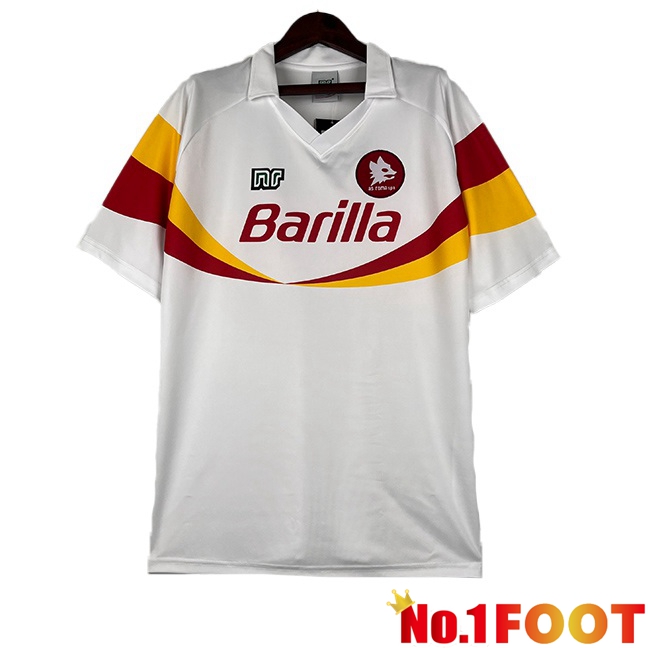 AS Roma Retro Soccer Jersey Away White 1990-1991