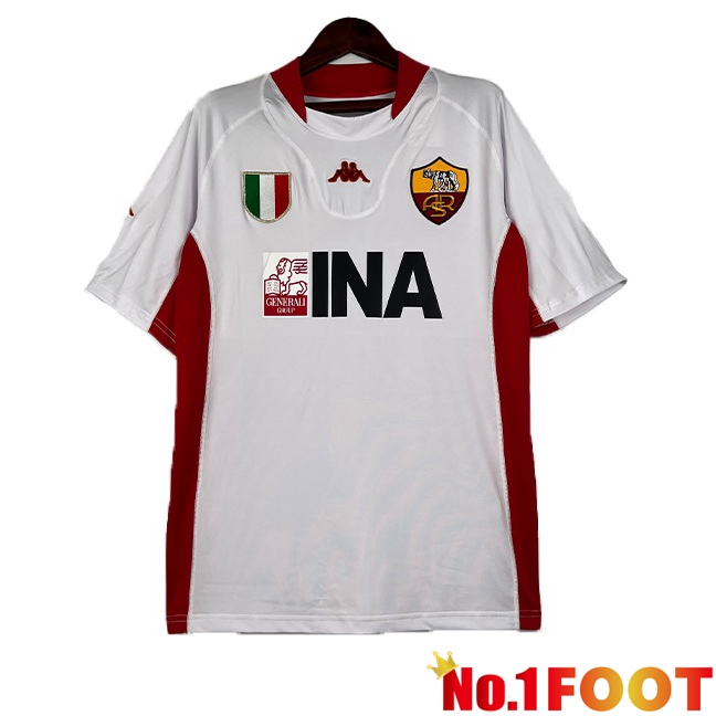 AS Roma Retro Soccer Jersey Away White 2001-2002