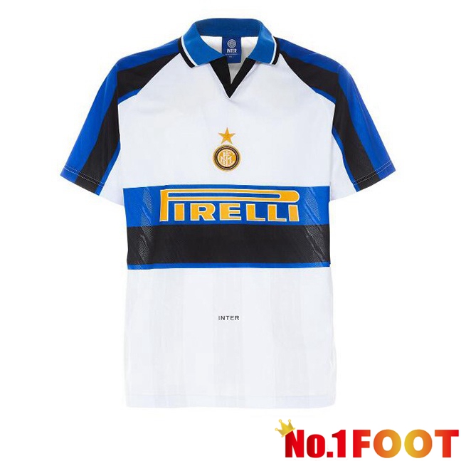 Inter Milan Retro Soccer Jersey Away White Blue 1996-1997