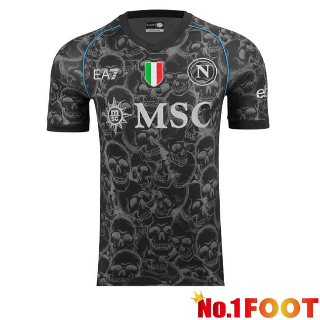 SSC Napoli Soccer Jersey Halloween Black 2023/2024