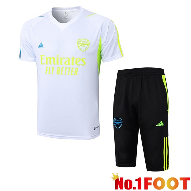 Arsenal Training T Shirt + Shorts White 2023/2024