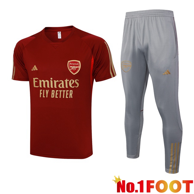 Arsenal Training T Shirt + Shorts Red 2023/2024