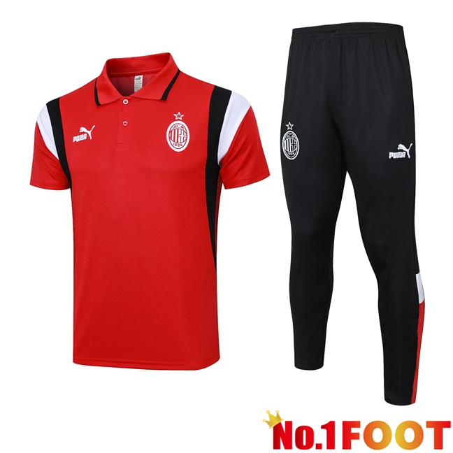 AC Milan Soccer Polo + Pants Red 2023/2024