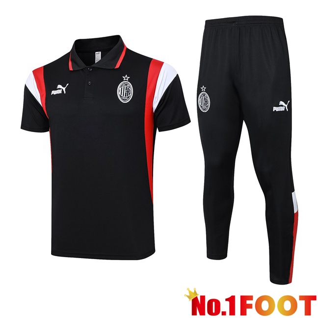 AC Milan Soccer Polo + Pants Black 2023/2024