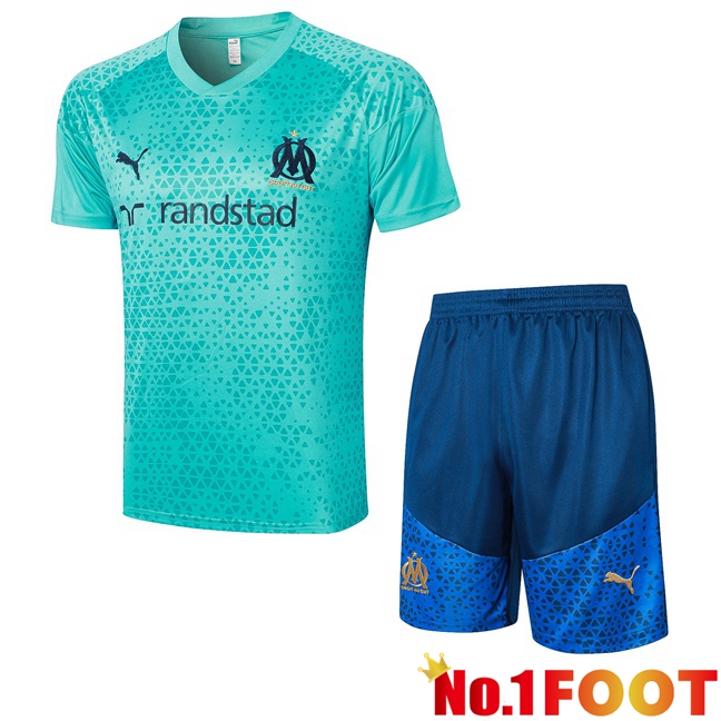 Marseille OM Training T Shirt + Shorts Blue 2023/2024