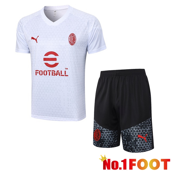 AC Milan Training T Shirt + Shorts White 2023/2024