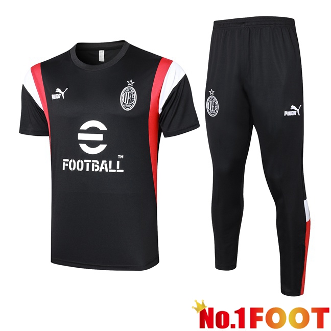 AC Milan Training T Shirt + Pants Black 2023/2024