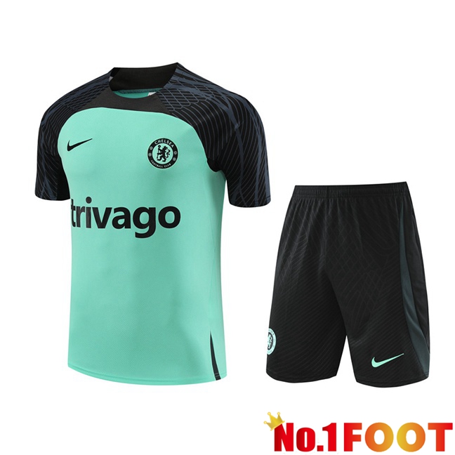 FC Chelsea Training T Shirt + Shorts Green 2023/2024