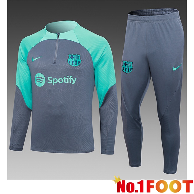 FC Barcelona Kids Training Tracksuit SuitGrey Green 2023/2024