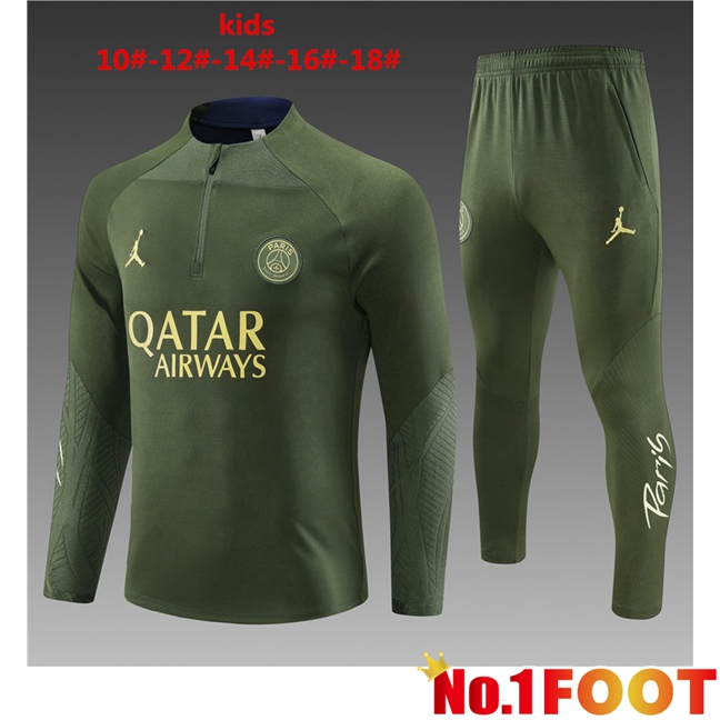 Paris PSG Kids Training Tracksuit SuitGreen 2023/2024