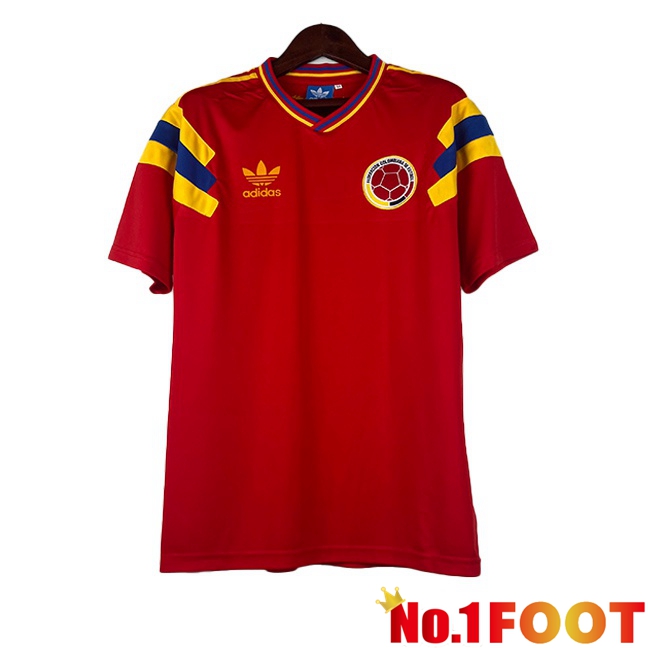 Colombia Retro Soccer Jersey Away Red 1990