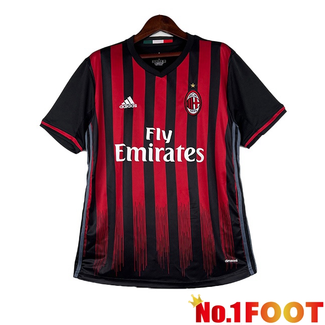 AC Milan Retro Soccer Jersey Home Red Black 2016-2017