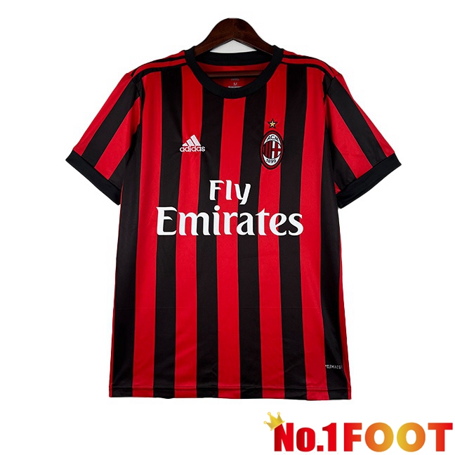 AC Milan Retro Soccer Jersey Home Red Black 2017-2018