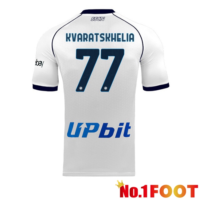 SSC Napoli (Khvicha Kvaratskhelia 77) Soccer Jersey Away White 2023/2024