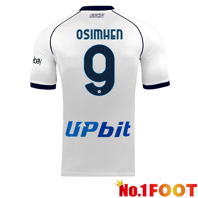 SSC Napoli (Victor Osimhen 9) Soccer Jersey Away White 2023/2024