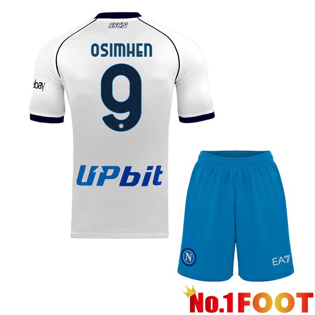 SSC Napoli (Victor Osimhen 9) Kids Soccer Jersey Away White 2023/2024