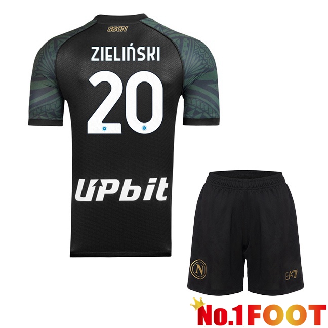 SSC Napoli (Piotr Zielinski 20) Kids Soccer Jersey Third Black 2023/2024