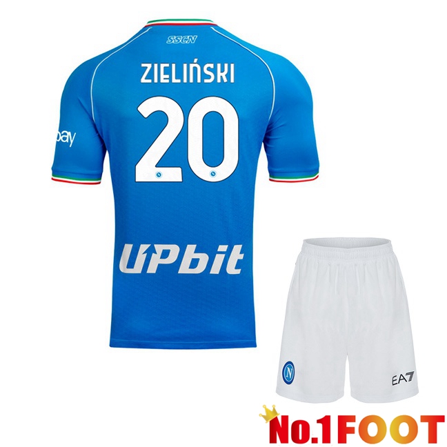 SSC Napoli (Piotr Zielinski 20) Kids Soccer Jersey Home Blue 2023/2024