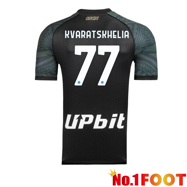 SSC Napoli (Khvicha Kvaratskhelia 77) Soccer Jersey Third Black 2023/2024