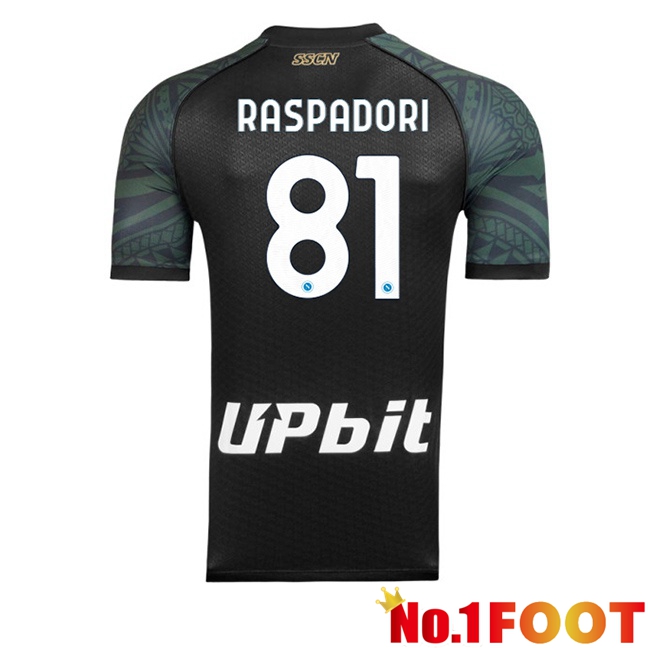 SSC Napoli (Giacomo Raspadori 81) Soccer Jersey Third Black 2023/2024