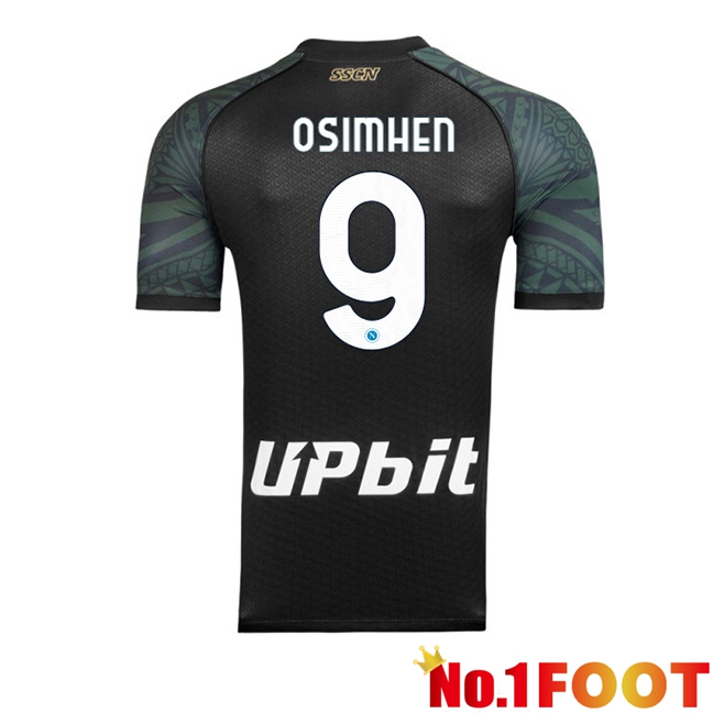 SSC Napoli (Victor Osimhen 9) Soccer Jersey Third Black 2023/2024