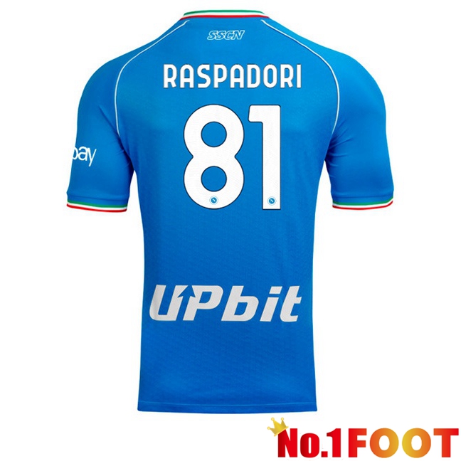 SSC Napoli (Giacomo Raspadori 81) Soccer Jersey Home Blue 2023/2024