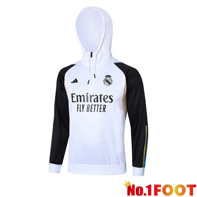 Real Madrid Training Sweatshirt Hoodie White 2023/2024