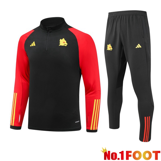 AS Roma Black Training Tracksuit Suit Red 2023/2024