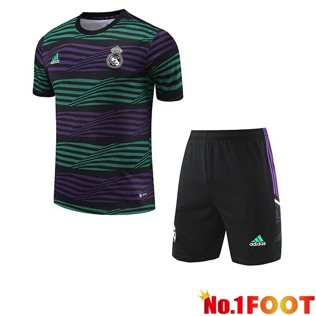 Real Madrid Training T Shirt + Shorts Black Green 2023/2024